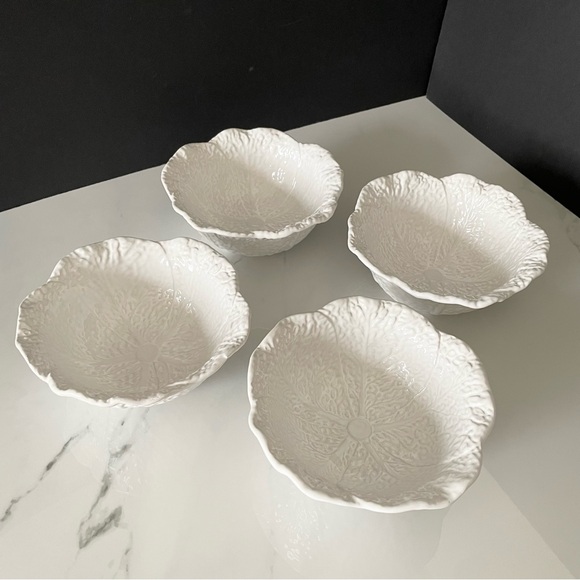 SET of 4 White Cabbage Bowls by Bordallo Pinheiro - Picture 4 of 9